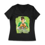 Peso-Pluma Streetwear Style Graphic T-Shirt with Green Watercolor Background ? Trendy Urban Look Women Jersey V-Neck – Viva Party