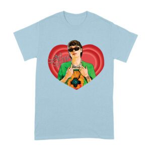 Peso-Pluma Red Heart Graphic T-Shirt ? Latin Music Star Portrait with Love-Themed Design Unisex Adult