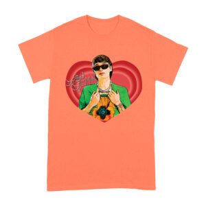Peso-Pluma Red Heart Graphic T-Shirt ? Latin Music Star Portrait with Love-Themed Design Unisex Adult