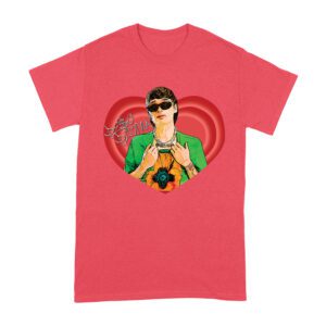 Peso-Pluma Red Heart Graphic T-Shirt ? Latin Music Star Portrait with Love-Themed Design Unisex Adult