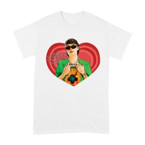 Peso-Pluma Red Heart Graphic T-Shirt ? Latin Music Star Portrait with Love-Themed Design Unisex Adult