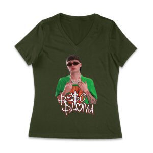 Peso-Pluma Inspired Graphic T-Shirt ? Latin Music Star Portrait Tee for Fans Women Jersey V-Neck