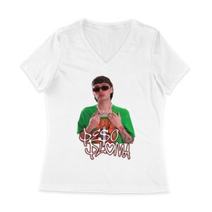 Peso-Pluma Inspired Graphic T-Shirt ? Latin Music Star Portrait Tee for Fans Women Jersey V-Neck