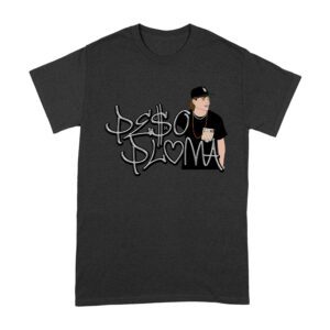 Peso-Pluma Silvery Letters Graphic Tee ? Shiny Urban Latin Music Shirt for Stylish Fans Unisex Adult – Viva Party