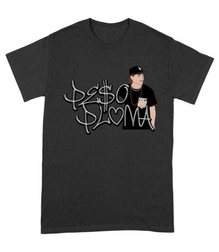 Peso-Pluma Silvery Letters Graphic Tee ? Shiny Urban Latin Music Shirt for Stylish Fans Unisex Adult – Viva Party