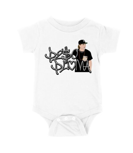 Peso-Pluma Silvery Letters Graphic Tee ? Shiny Urban Latin Music Shirt for Stylish Fans Unisex Baby Jersey