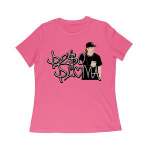 Peso-Pluma Silvery Letters Graphic Tee ? Shiny Urban Latin Music Shirt for Stylish Fans Women Relaxed