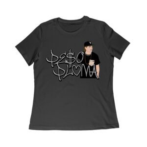 Peso-Pluma Silvery Letters Graphic Tee ? Shiny Urban Latin Music Shirt for Stylish Fans Women Relaxed – Viva Party