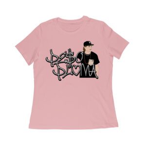 Peso-Pluma Silvery Letters Graphic Tee ? Shiny Urban Latin Music Shirt for Stylish Fans Women Relaxed