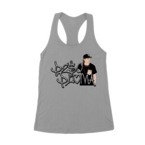 Peso-Pluma Silvery Letters Graphic Tee ? Shiny Urban Latin Music Shirt for Stylish Fans Women's Racerback Tank Top