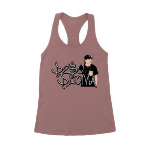 Peso-Pluma Silvery Letters Graphic Tee ? Shiny Urban Latin Music Shirt for Stylish Fans Women's Racerback Tank Top