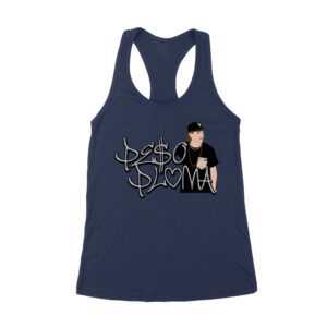 Peso-Pluma Silvery Letters Graphic Tee ? Shiny Urban Latin Music Shirt for Stylish Fans Women's Racerback Tank Top