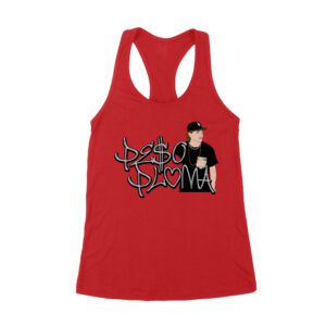Peso-Pluma Silvery Letters Graphic Tee ? Shiny Urban Latin Music Shirt for Stylish Fans Women's Racerback Tank Top