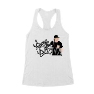 Peso-Pluma Silvery Letters Graphic Tee ? Shiny Urban Latin Music Shirt for Stylish Fans Women's Racerback Tank Top