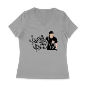 Peso-Pluma Silvery Letters Graphic Tee ? Shiny Urban Latin Music Shirt for Stylish Fans Women Jersey V-Neck