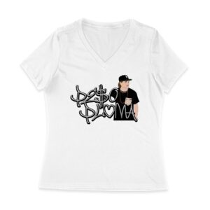 Peso-Pluma Silvery Letters Graphic Tee ? Shiny Urban Latin Music Shirt for Stylish Fans Women Jersey V-Neck