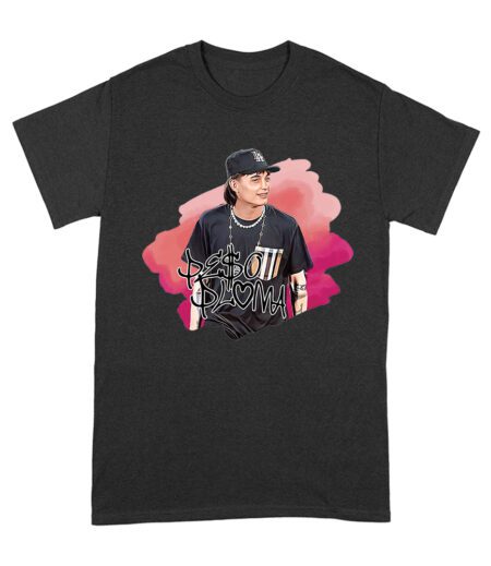 Peso-Pluma Graphic Tee - Latin Urban Music Style with Red Artistic Patch Design Unisex Adult – Viva Party