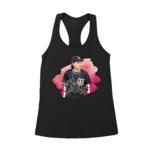 Peso-Pluma Graphic Tee - Latin Urban Music Style with Red Artistic Patch Design Women's Racerback Tank Top – Viva Party