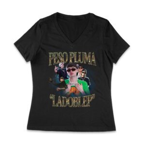 Peso-Pluma & LaDobleP Graphic Tee ? Bold Design with Artist Images and Text Elements Women Jersey V-Neck – Viva Party