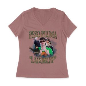 Peso-Pluma & LaDobleP Graphic Tee ? Bold Design with Artist Images and Text Elements Women Jersey V-Neck
