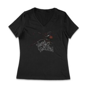 Peso-Pluma Graphic Tee - Bold Design Featuring Artist Name and Iconic Spider Tattoo Women Jersey V-Neck – Viva Party