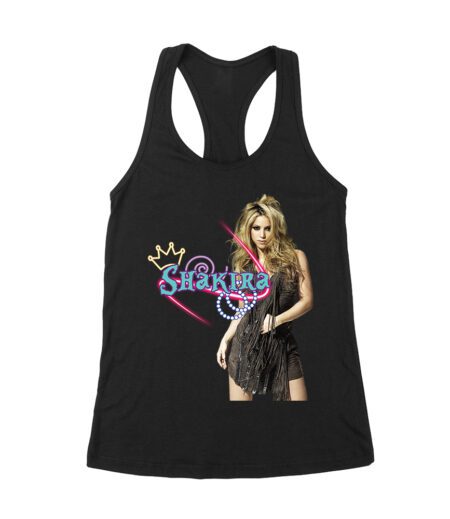 Shakira Neon Crown Graphic Tee - Bold Latin Pop Queen Design for Fans Women's Racerback Tank Top – Viva Party