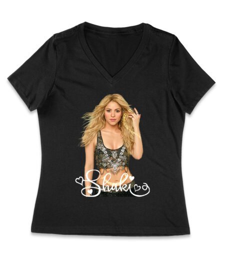 Shakira-Isabel Neon Style Diva - Electric Pop Art Design Featuring the Latin Music Queen Women Jersey V-Neck – Viva Party