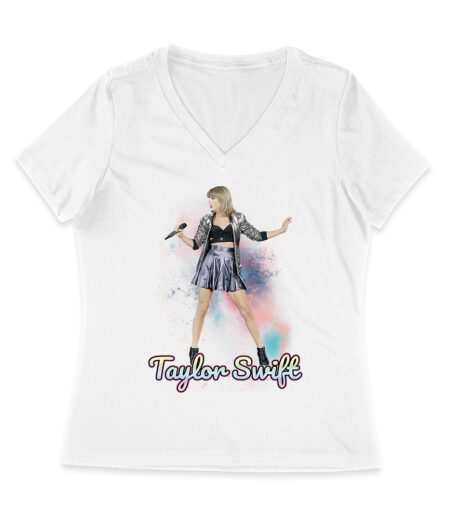 Taylor-Swift Spotlight Performance on Stage Graphic Tee Women Jersey V-Neck