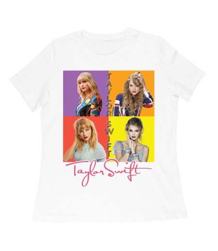 Taylor-Swift Color Block Portrait Pop Art T-Shirt Women Relaxed