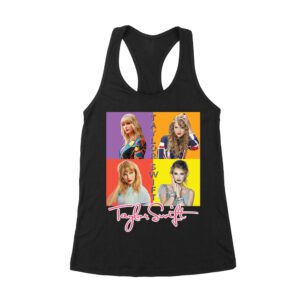 Taylor-Swift Color Block Portrait Pop Art T-Shirt Women's Racerback Tank Top – Viva Party