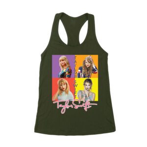 Taylor-Swift Color Block Portrait Pop Art T-Shirt Women's Racerback Tank Top