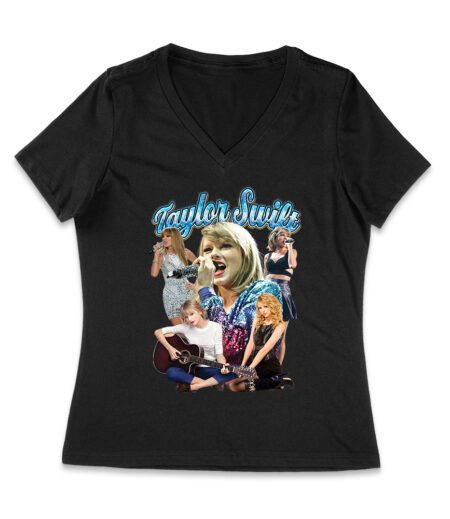Taylor-Swift Singing Moments Collage Graphic T-Shirt Women Jersey V-Neck – Viva Party