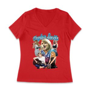 Taylor-Swift Singing Moments Collage Graphic T-Shirt Women Jersey V-Neck