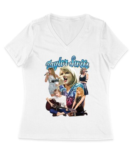 Taylor-Swift Singing Moments Collage Graphic T-Shirt Women Jersey V-Neck