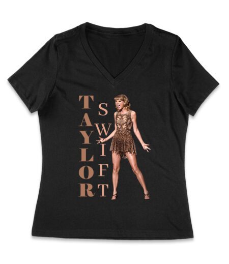 Taylor-Swift Bold Letters with Chic Pose T-Shirt Women Jersey V-Neck – Viva Party