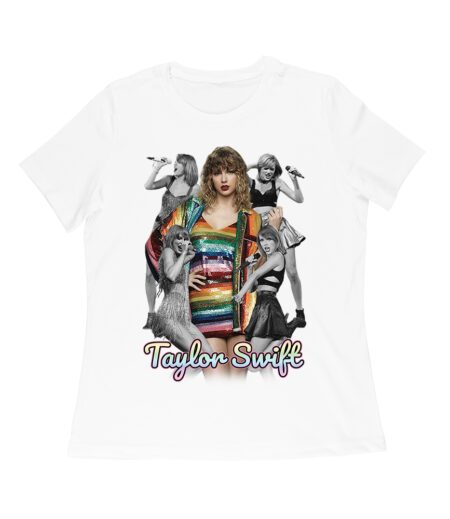 Taylor-Swift Rainbow Outfit Pop Icon T-Shirt Women Relaxed