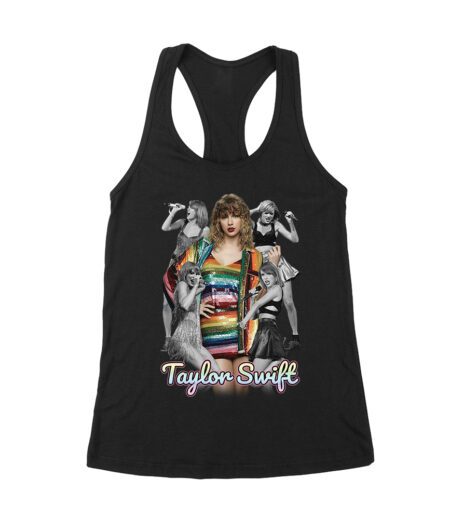 Taylor-Swift Rainbow Outfit Pop Icon T-Shirt Women's Racerback Tank Top – Viva Party
