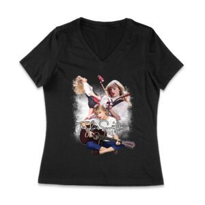 Taylor-Swift Guitar Performance Duo Style T-Shirt Women Jersey V-Neck – Viva Party