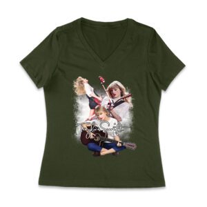 Taylor-Swift Guitar Performance Duo Style T-Shirt Women Jersey V-Neck