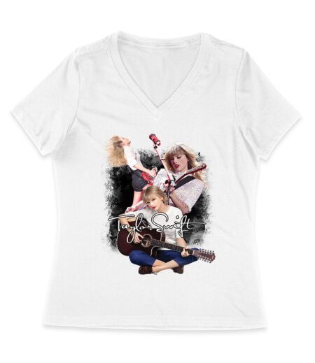 Taylor-Swift Guitar Performance Duo Style T-Shirt Women Jersey V-Neck