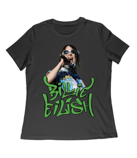 Billi-Eilish Streetwear Green Graphic T-Shirt for Music Fans Women Relaxed – Viva Party