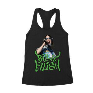 Billi-Eilish Streetwear Green Graphic T-Shirt for Music Fans Women's Racerback Tank Top – Viva Party