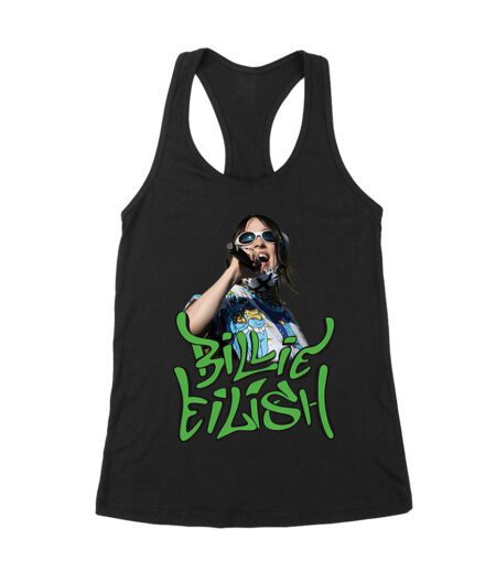Billi-Eilish Streetwear Green Graphic T-Shirt for Music Fans Women's Racerback Tank Top – Viva Party