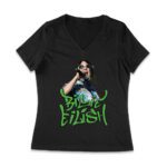 Billi-Eilish Streetwear Green Graphic T-Shirt for Music Fans Women Jersey V-Neck – Viva Party