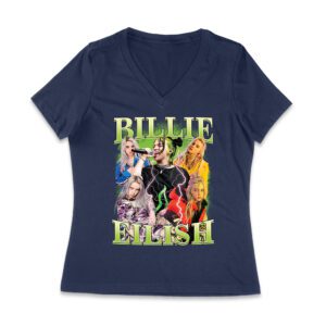Billi-Eilsh Live Collage Concert Style T-Shirt for Music Lovers Women Jersey V-Neck