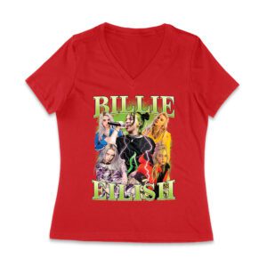 Billi-Eilsh Live Collage Concert Style T-Shirt for Music Lovers Women Jersey V-Neck