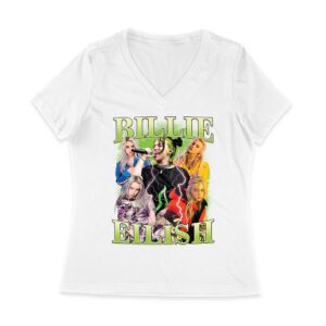 Billi-Eilsh Live Collage Concert Style T-Shirt for Music Lovers Women Jersey V-Neck