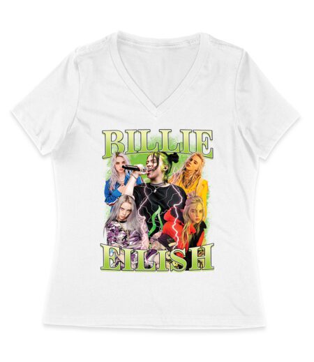 Billi-Eilsh Live Collage Concert Style T-Shirt for Music Lovers Women Jersey V-Neck
