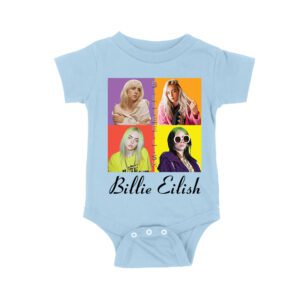 Color Pop Billie Eilish Portrait T-Shirt for Artistic Music Fans Unisex Baby Jersey