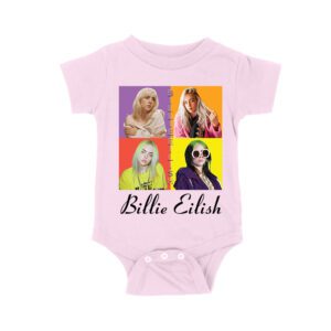 Color Pop Billie Eilish Portrait T-Shirt for Artistic Music Fans Unisex Baby Jersey